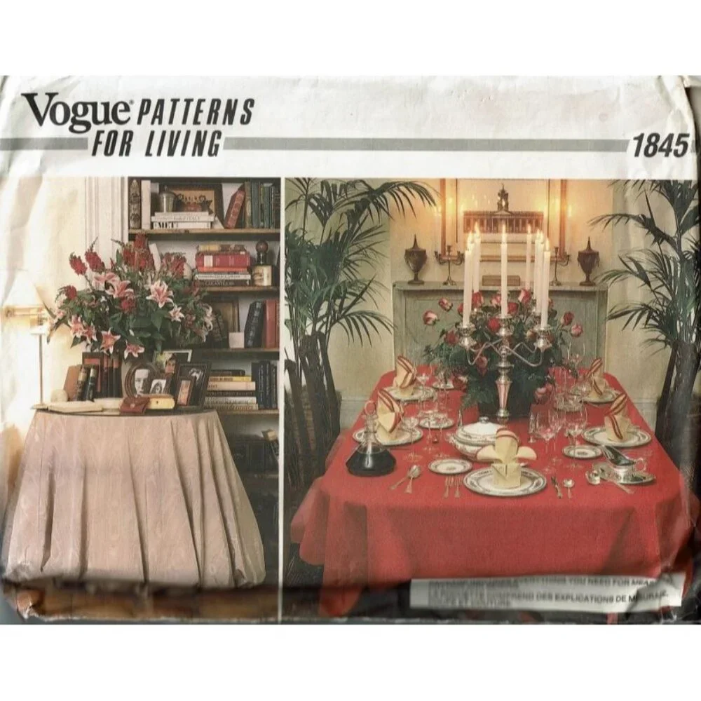 Vogue Sewing Pattern 1845 Tabletop‎ Coverings Napkins